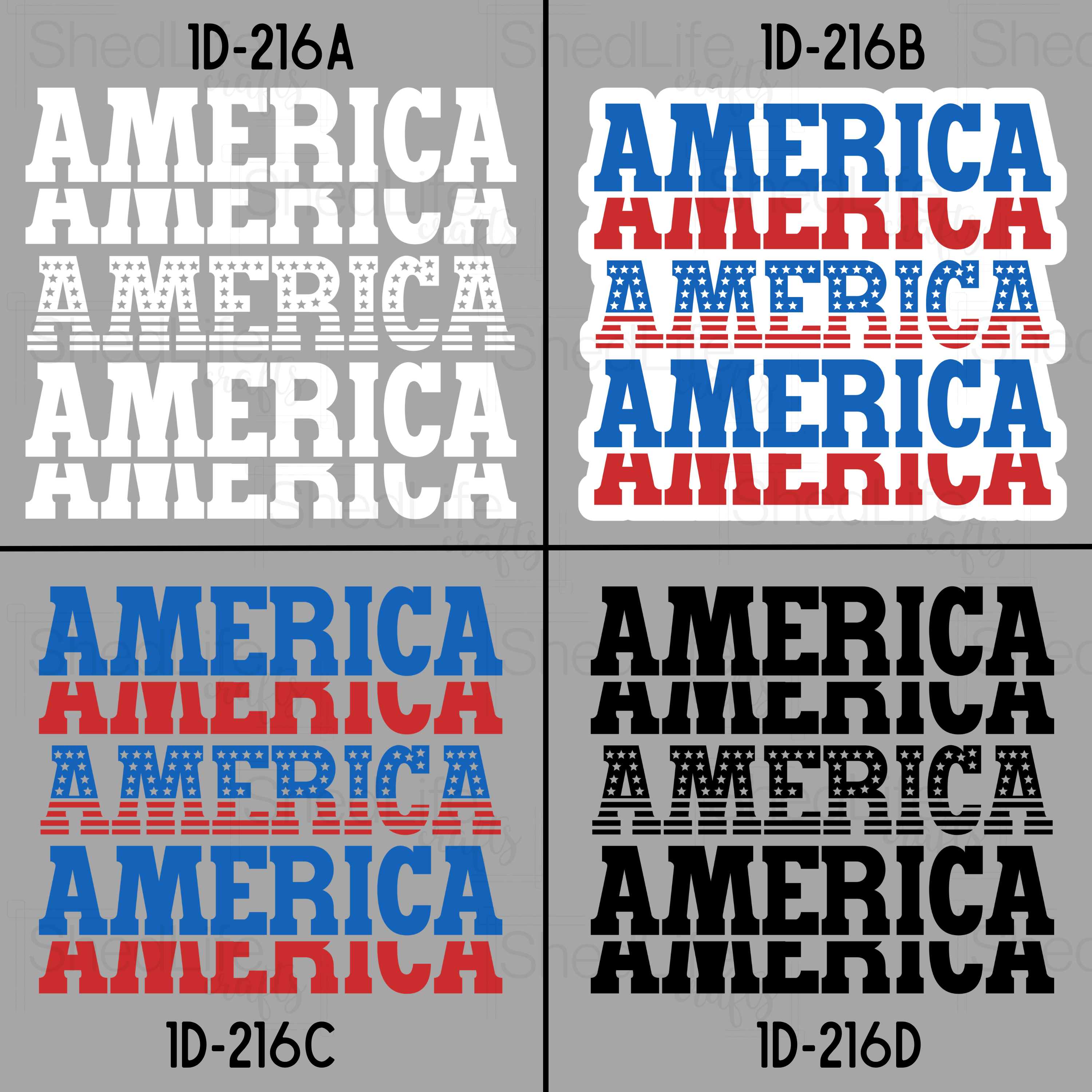 "Stacked America" Apparel (1D-216A-D)