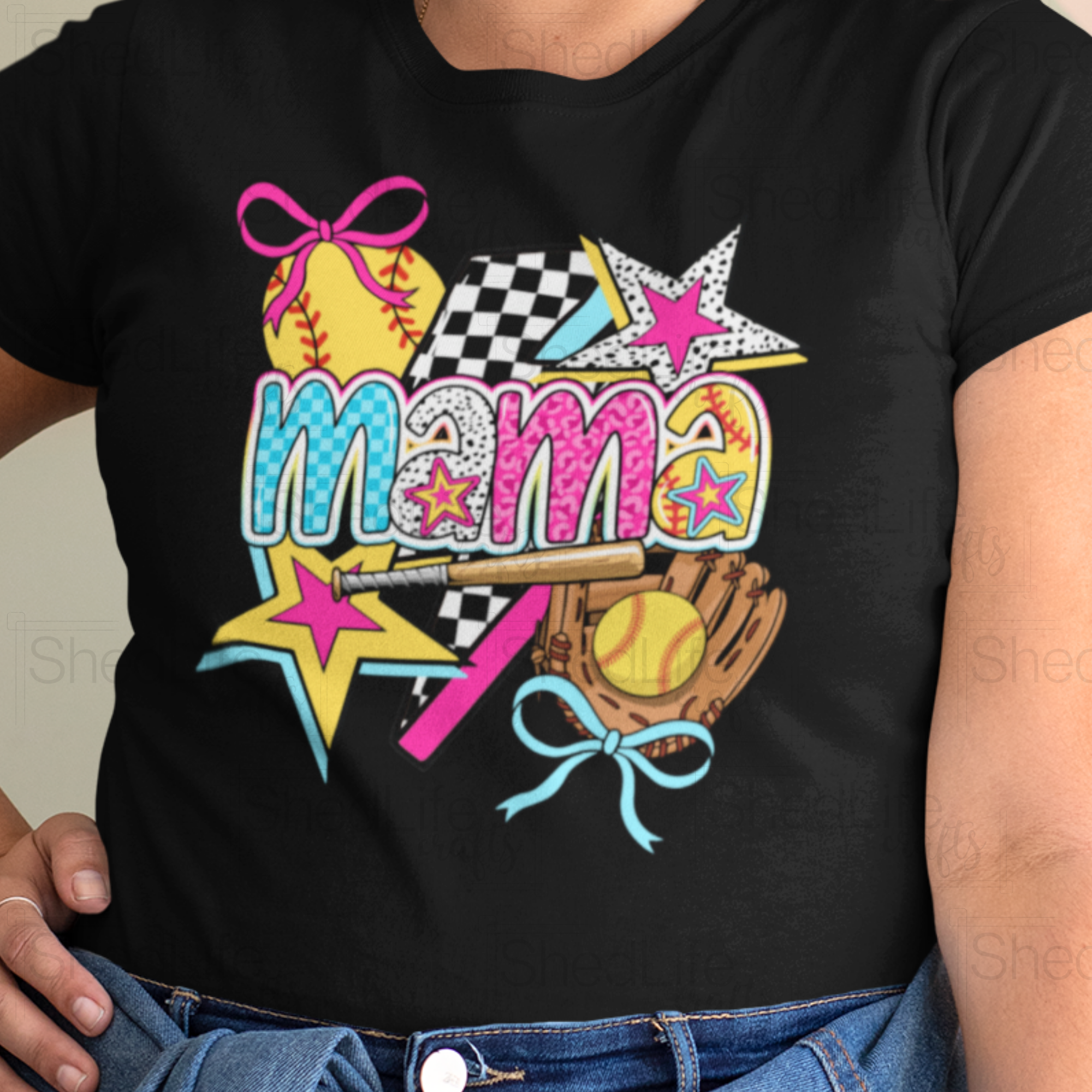 "Colorful Softball Mama" Apparel (1D-429)