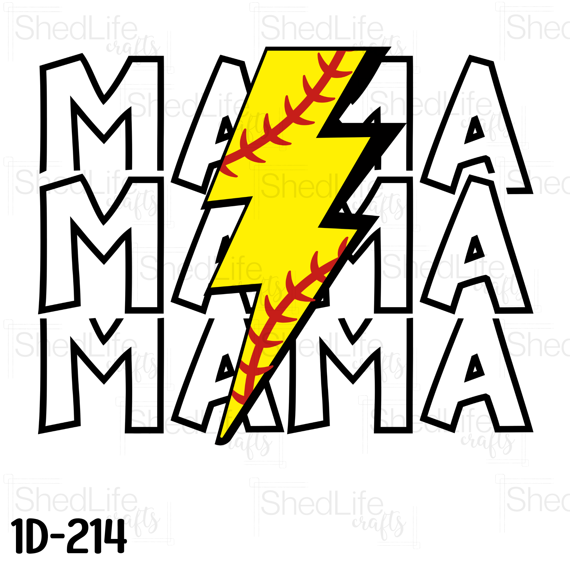 "Softball Lightning Bolt Mama" Apparel (1D-214)