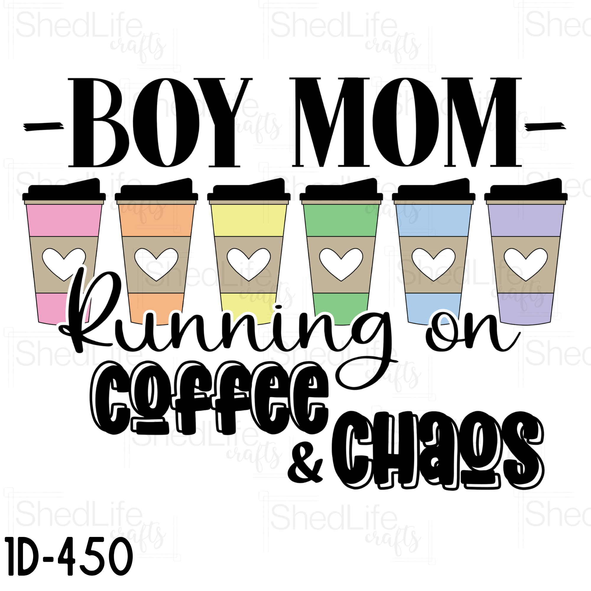 "Boy Mom: Coffee & Chaos" Apparel (1D-450)