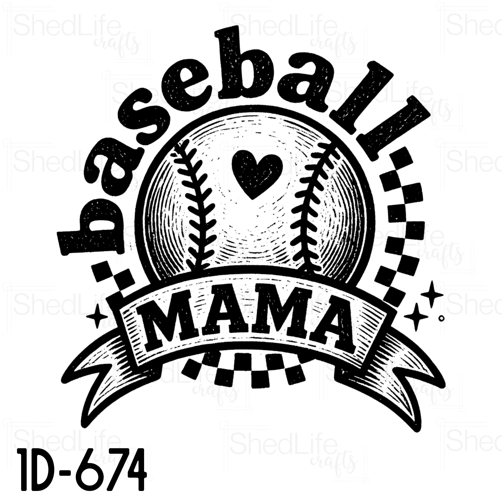 "Etched Baseball Mama" Apparel (1D-674)
