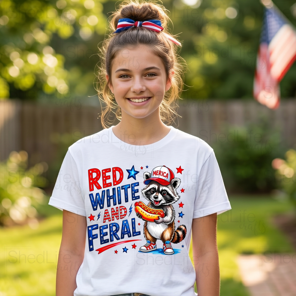 "Red White and Feral" Apparel (4D-231)