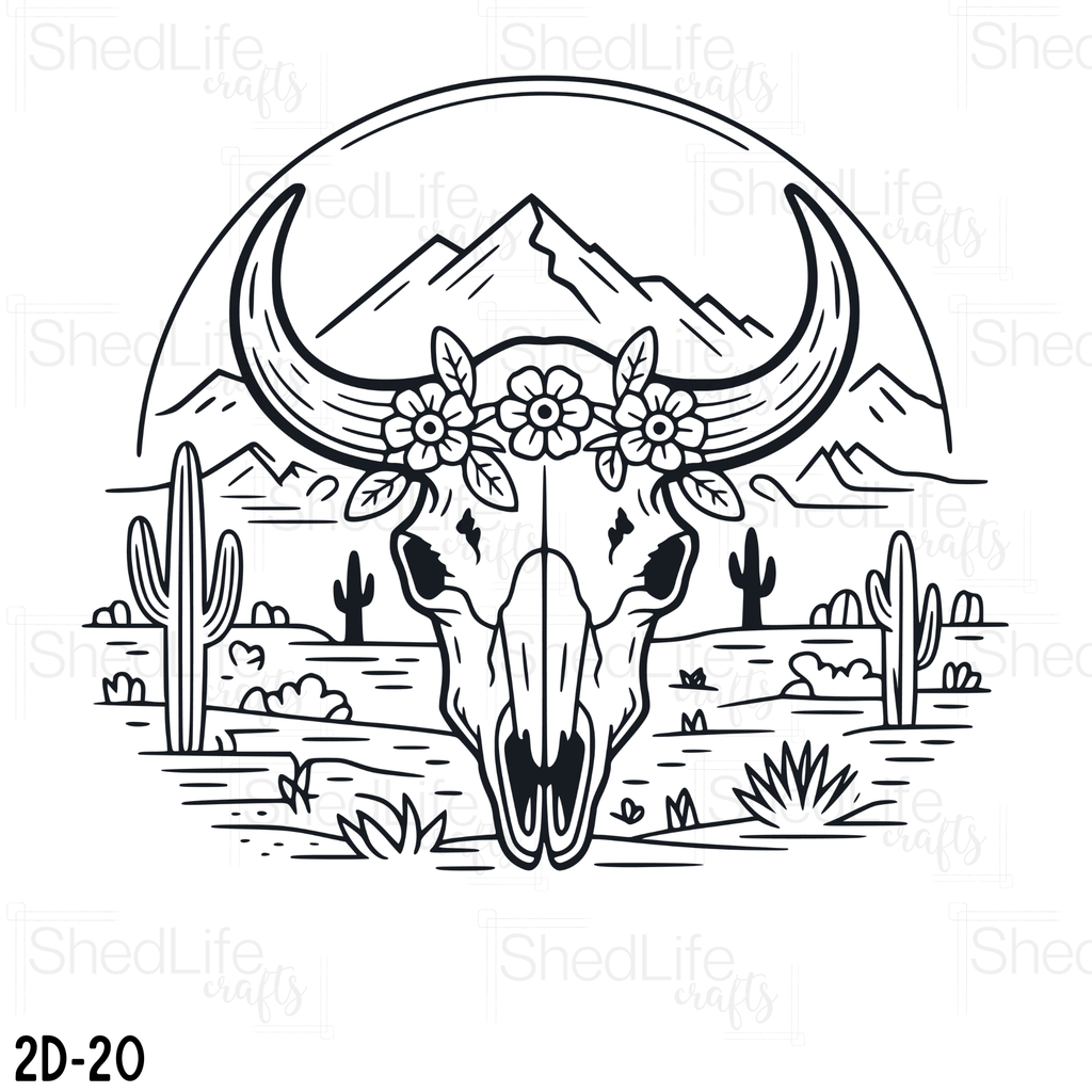 "Western Bull Skull" Apparel (2D-20)