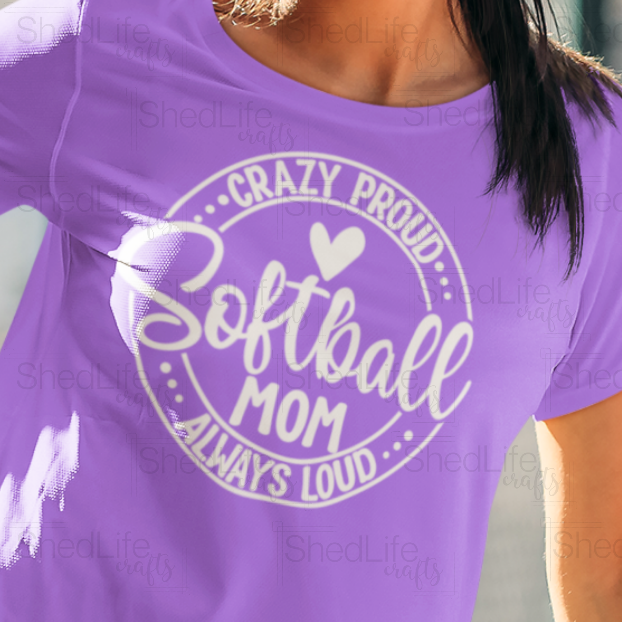 "Crazy Proud. Always Loud. Softball Mom" Apparel (1D-432)