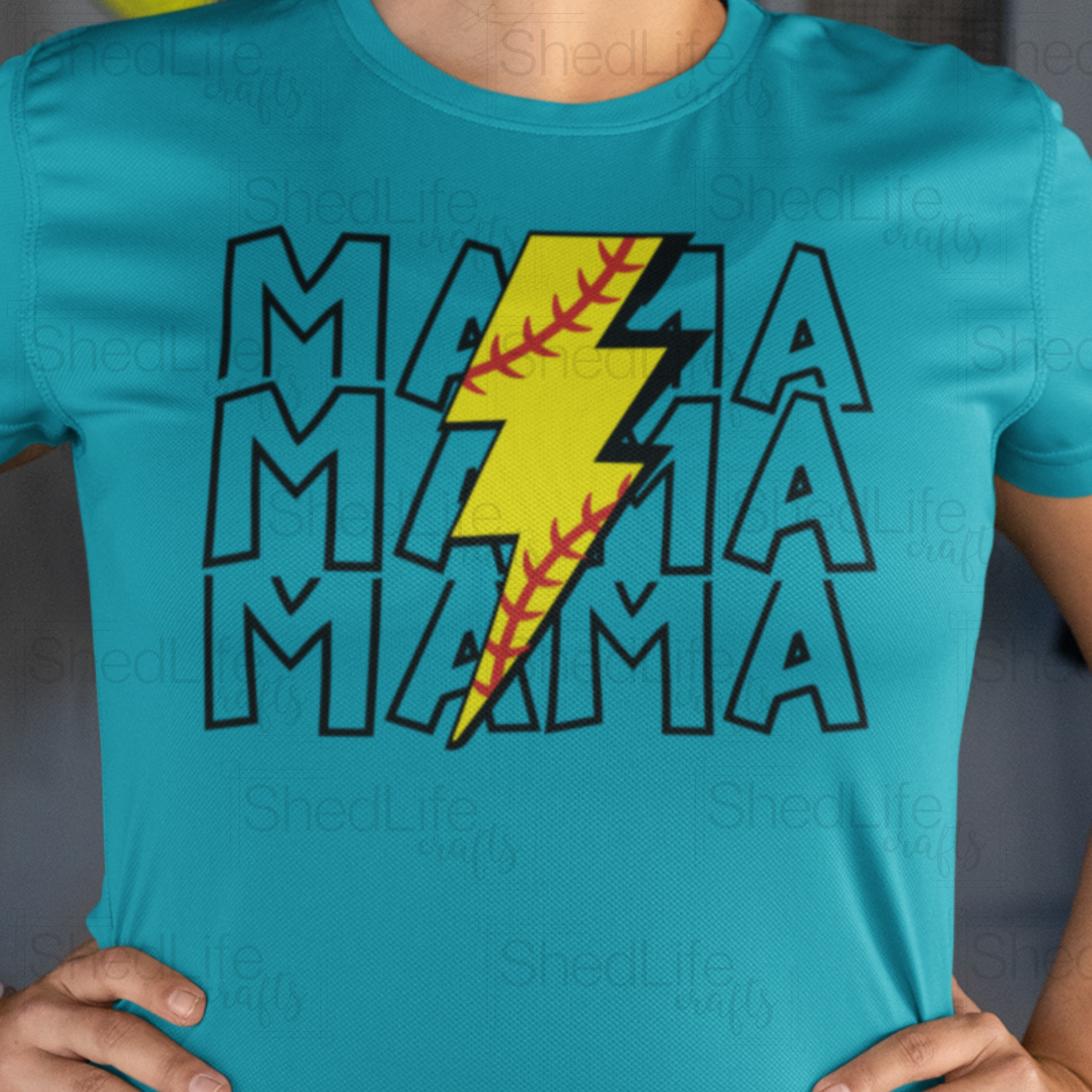 "Softball Lightning Bolt Mama" Apparel (1D-214)
