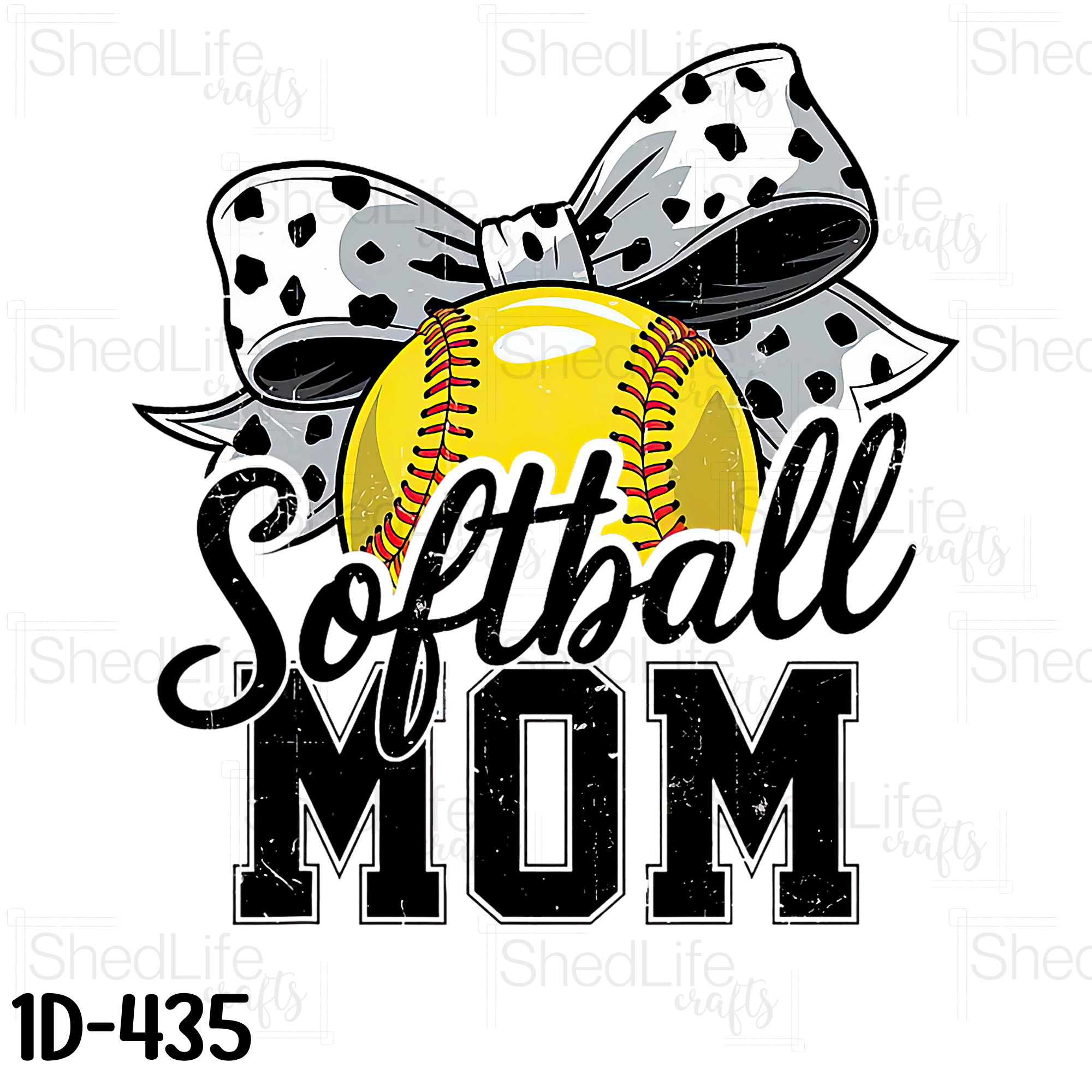 " Polka Dot Bow Softball Mom" Apparel (1D-435)