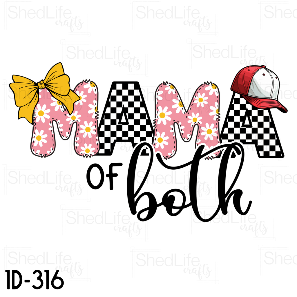 "Mama of Both (Checkered Hat/Bow)" Apparel (1D-316)